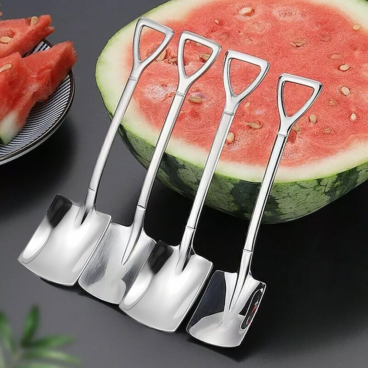 Stainless Steel Watermelon Scoop and Dessert Spoon Set of 10