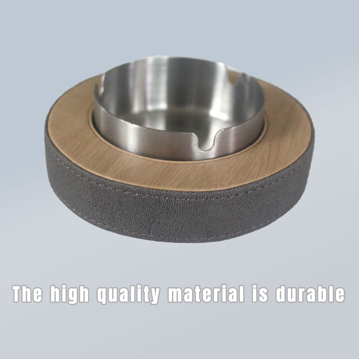 Leather Tissue Box Holder with Stainless Steel Ashtray