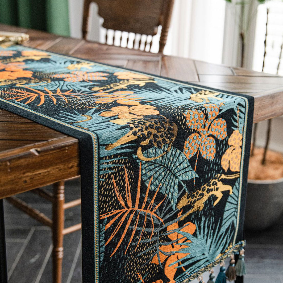 Floral Tablecloth for Coffee Table Banana Leaf Pattern Dining Table Cover Decor