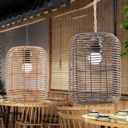 Vintage Rattan Woven Pendant Lampshade Boho Ceiling Light