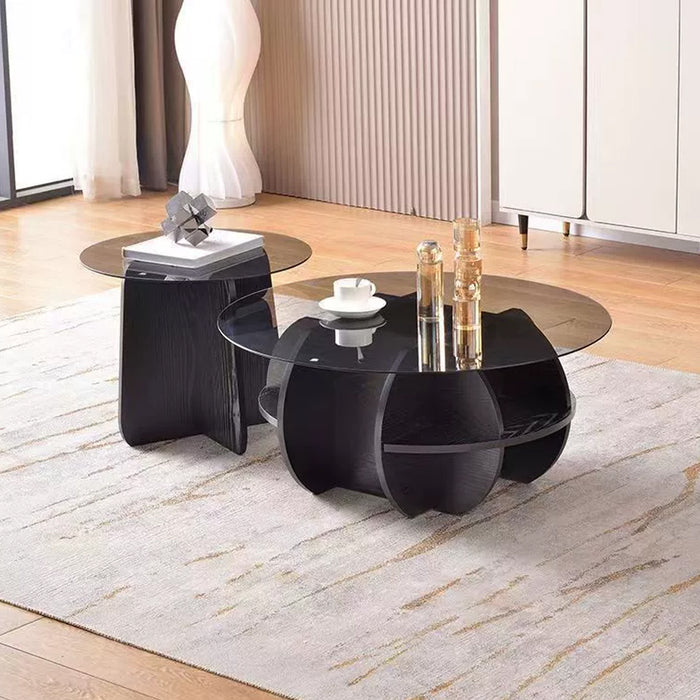 1 or 2 Pcs Glass Side Tables with Round Tops