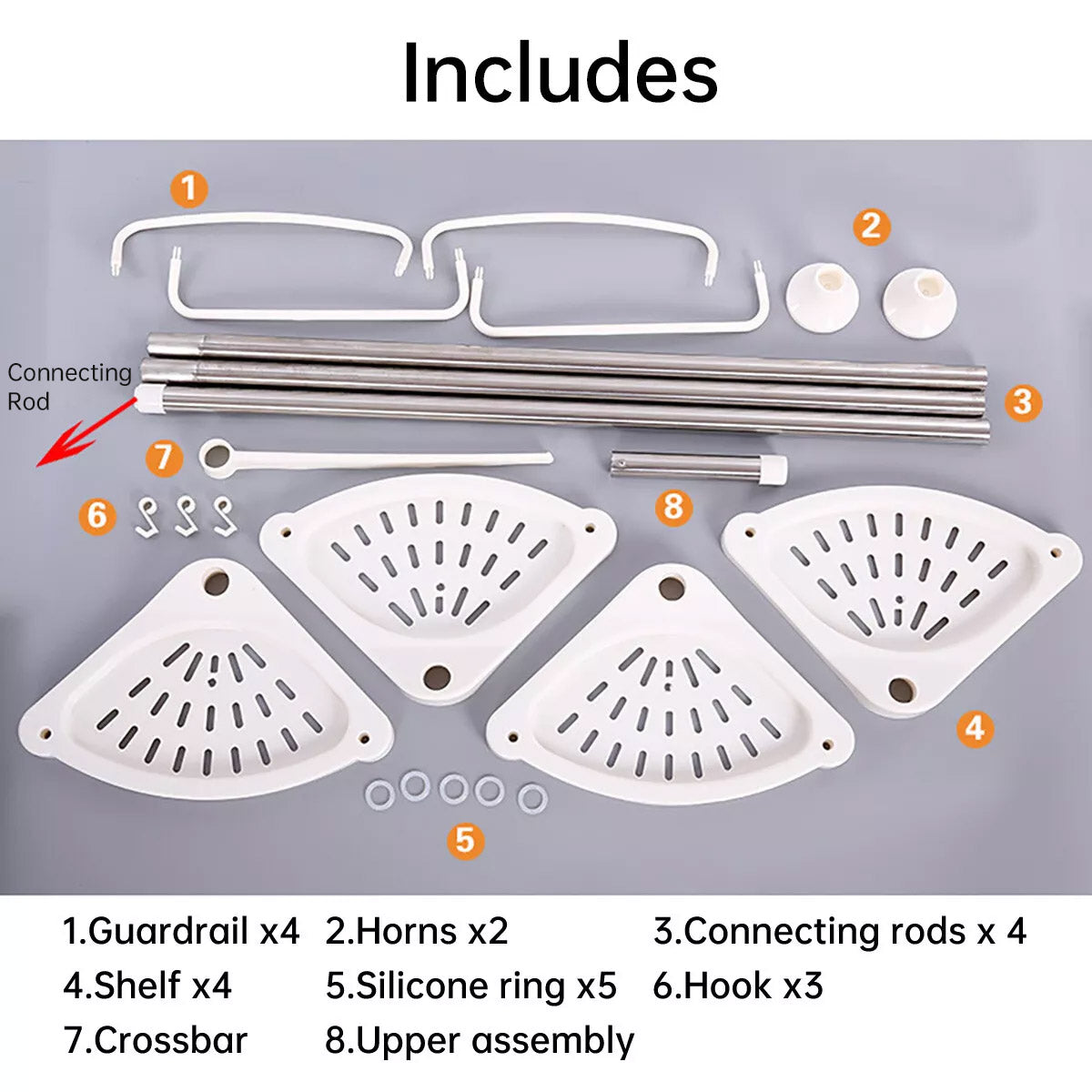 Retractable Tripod Bathroom Storage Shelf Tension Rod
