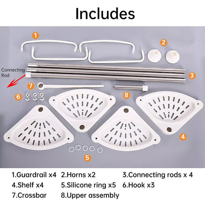 Retractable Tripod Bathroom Storage Shelf Tension Rod