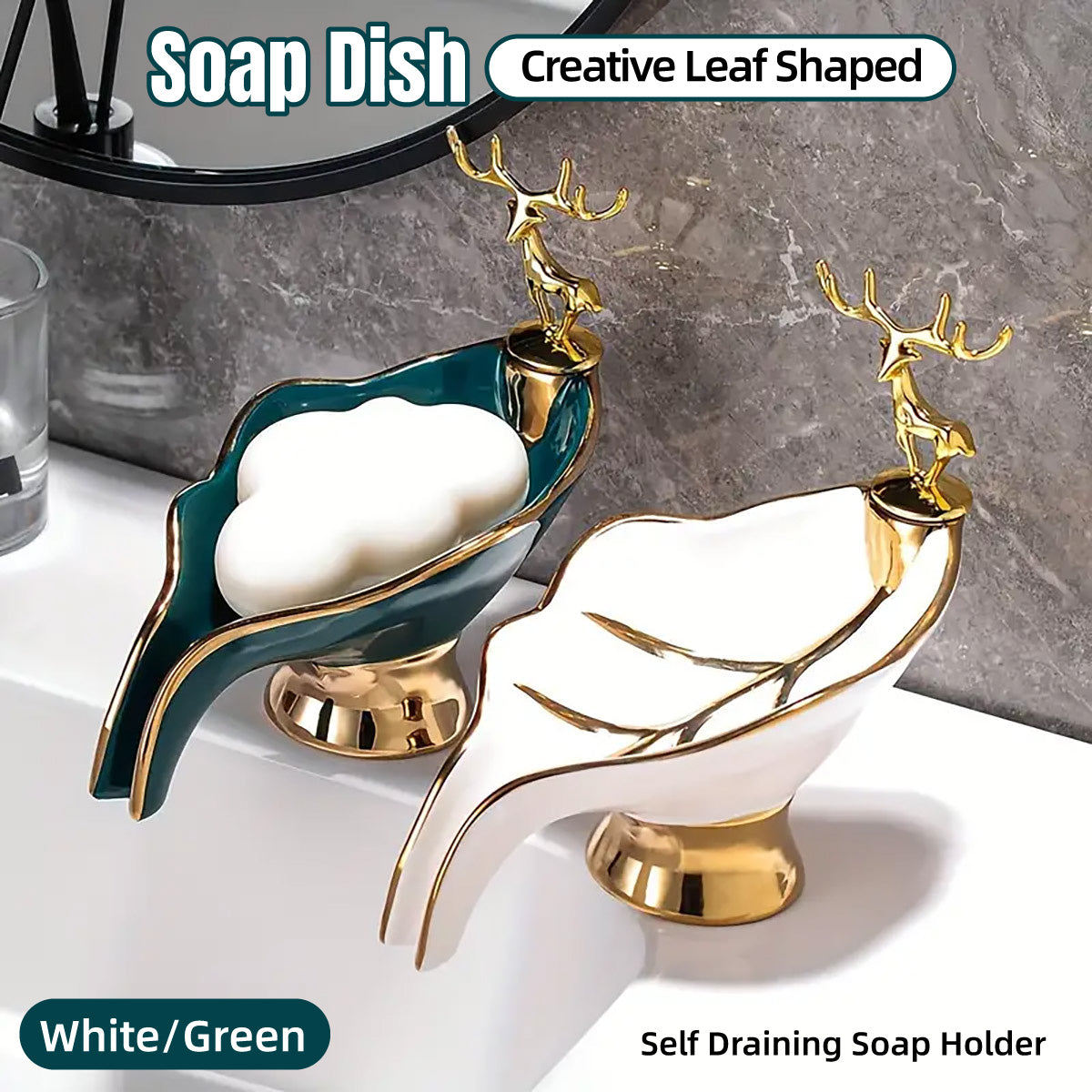 Soap Dish Holder Non-Stagnant Drainage Soap Box for Bathroom Kitchen Sink Home