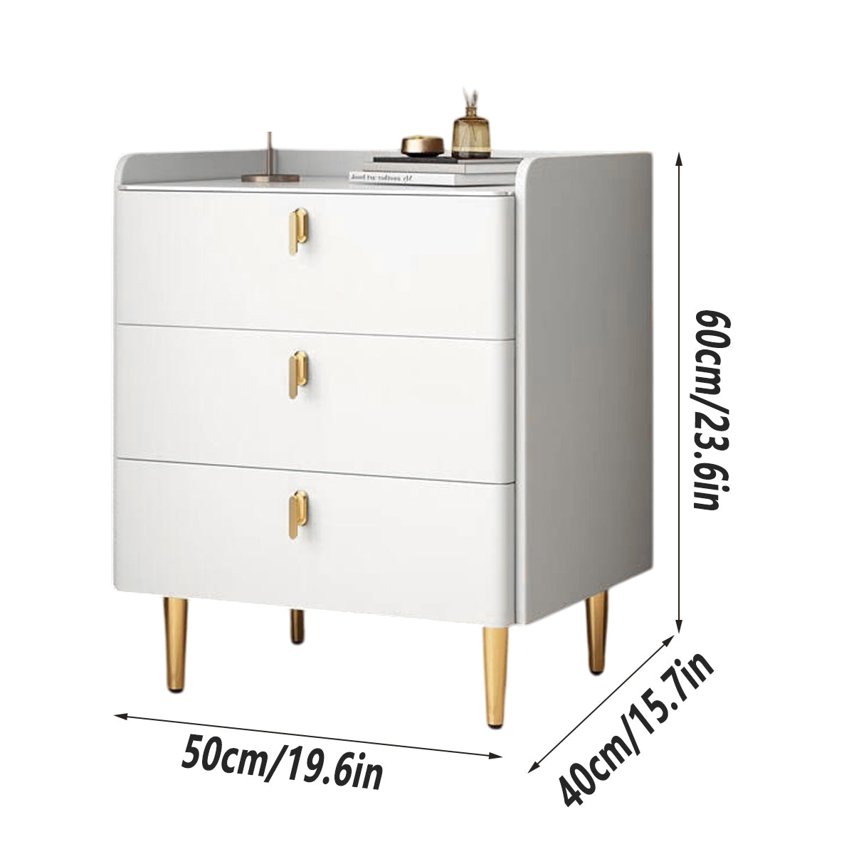 3-Drawer Nightstand Bedroom Storage Cabinet Minimalist Bedside Locker Organizer