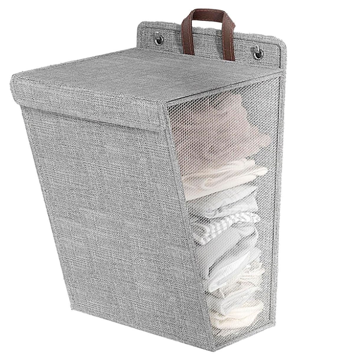 Foldable Wall Mounted Laundry Basket Breathable Mesh
