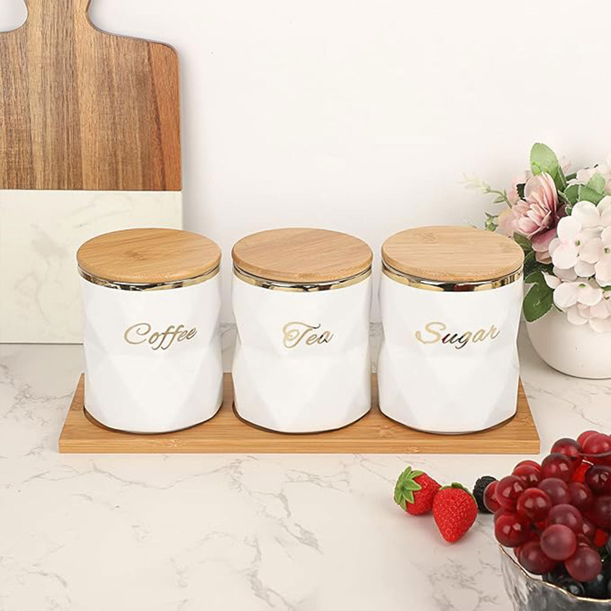 Ceramic Sealed Storage Jar Kitchen Spice Coffee Tea Container Airtight Canister