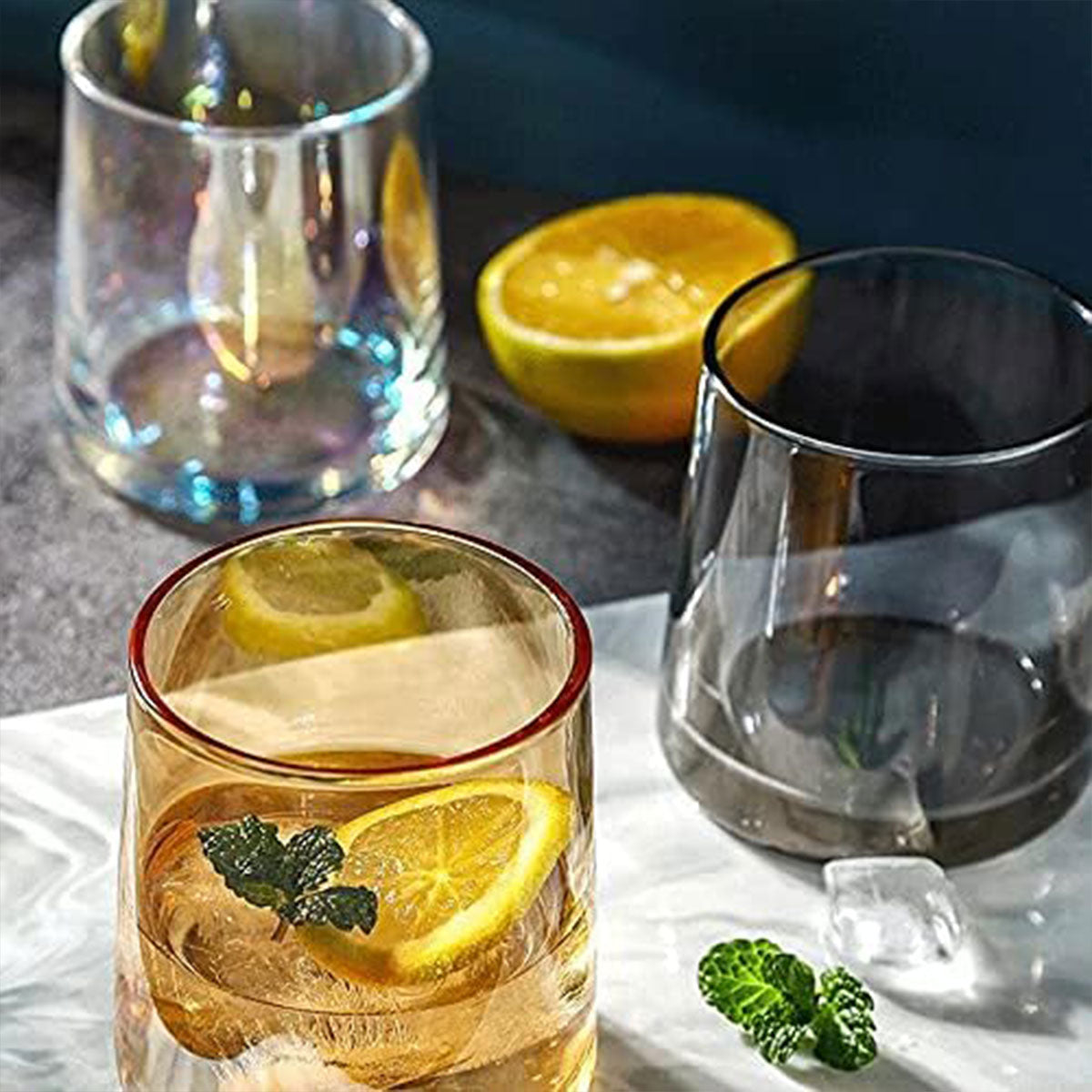 2 Pcs Glass Toothbrush Cups Set for Hotel Bathroom