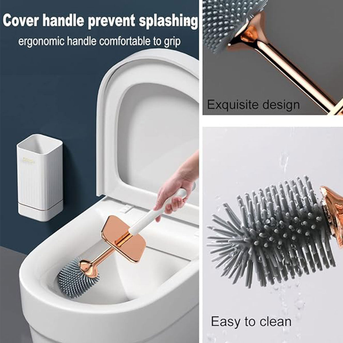 Silicone TPR Toilet Brush Cleaning Bathroom Holder Toilet Cleaner Wall-mounted