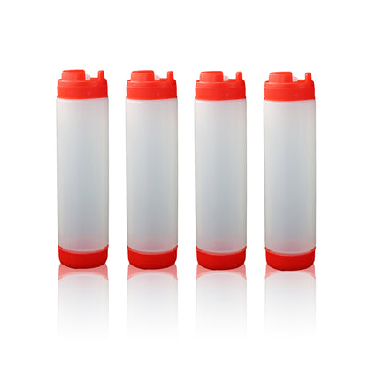 16oz Plastic Sauce Dispenser Bottles Large Capacity Double-ended Squeeze Bottles