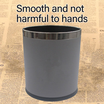 Leather Wastebasket with Metal Lining for Hotel and Office