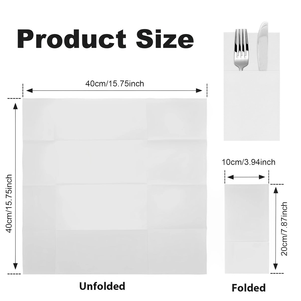 50/100PCS Disposable White Napkin Set Knife Fork Holder for Party Banquet Table