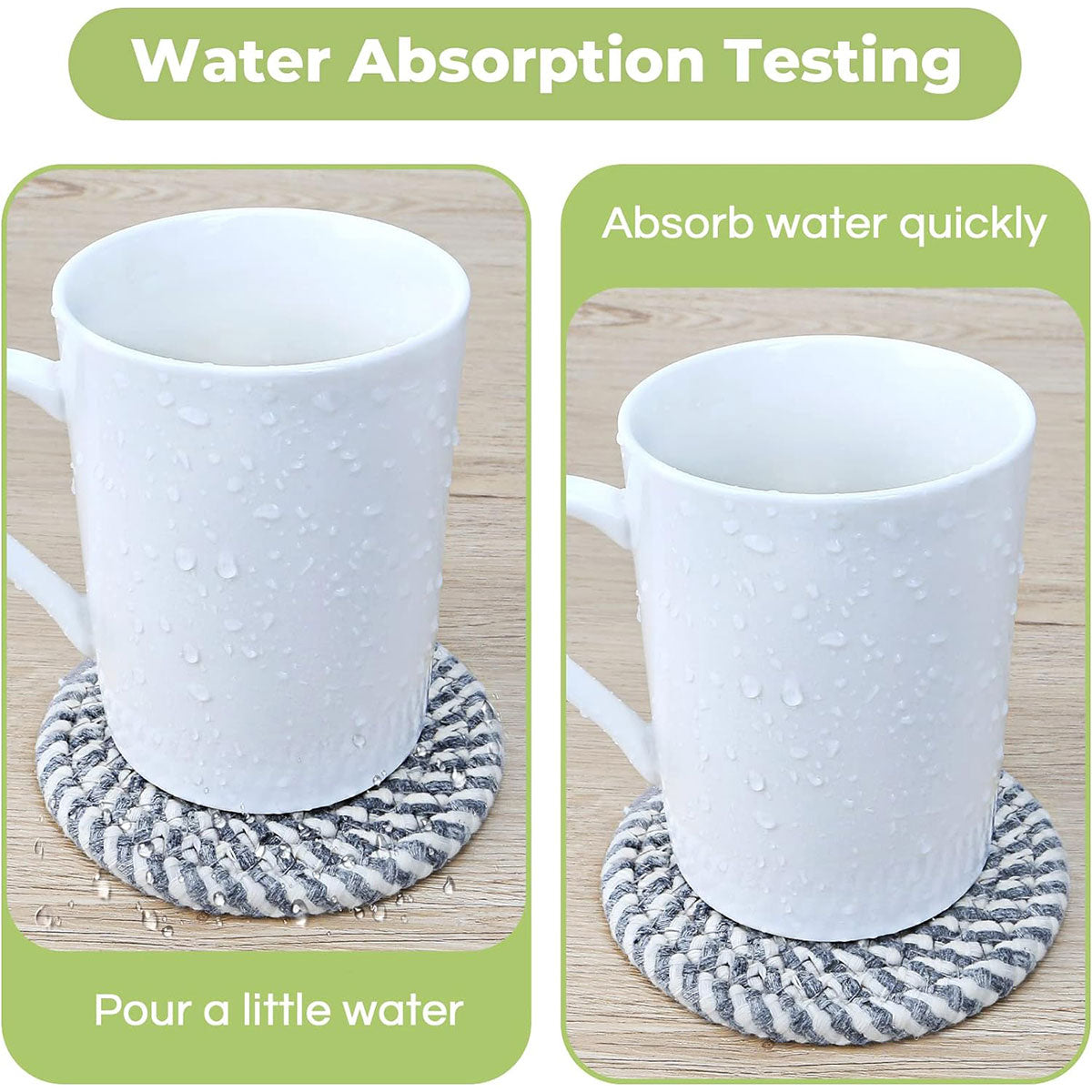 8pcs Woven Cotton Rope Coaster Set With Storage Rack for Coffee Tea