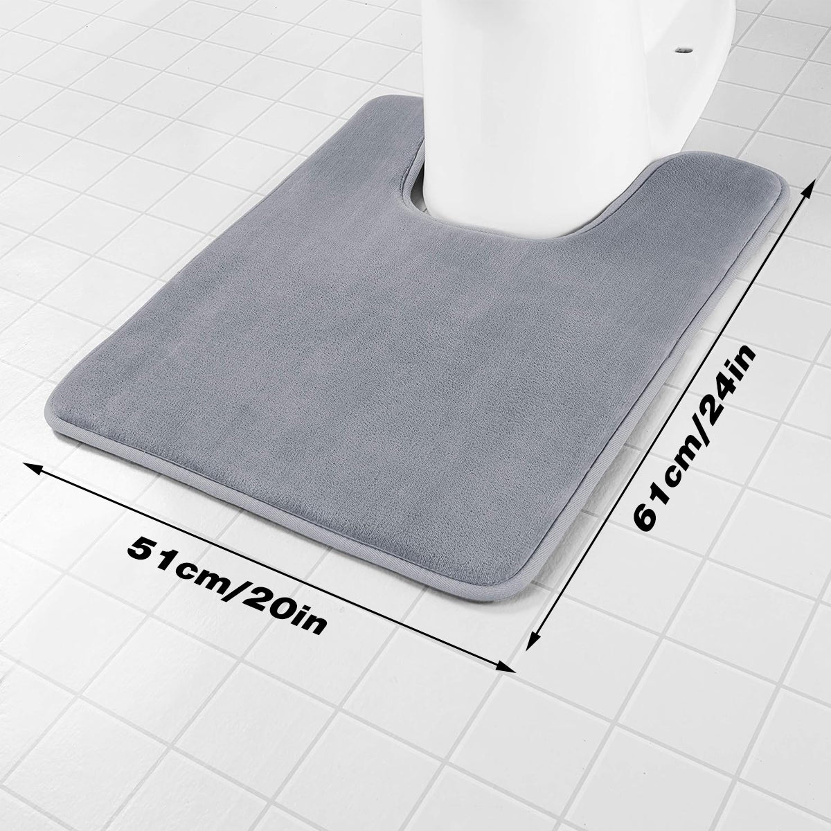 Memory Foam Water Absorbent Floor Mat Silver Grey Non-Slip