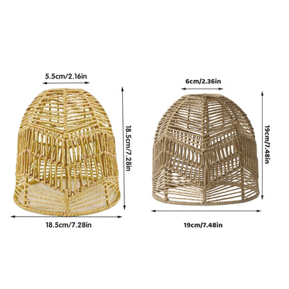 Paper Rope Pendant Light Chinese Style Rattan-Like Lampshade