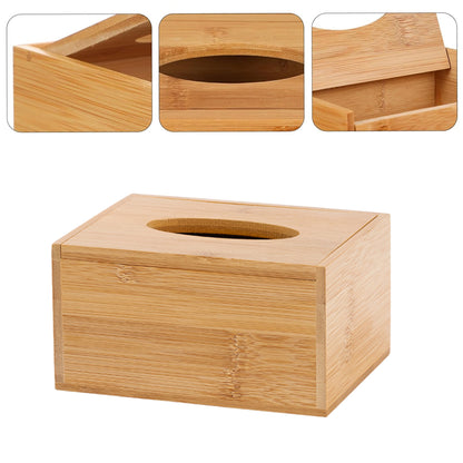 Bamboo Tissue Box Holder Wooden Cover Dispenser for Home and Office