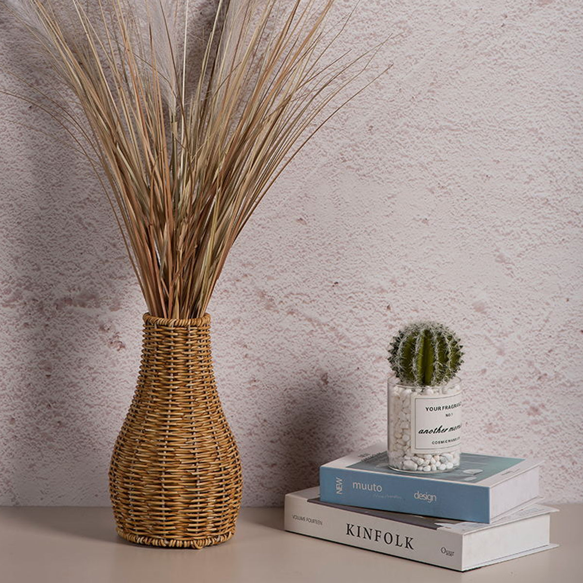 Imitation Rattan Woven Vase Decorative Flower Vase Arrangement for Home Decor
