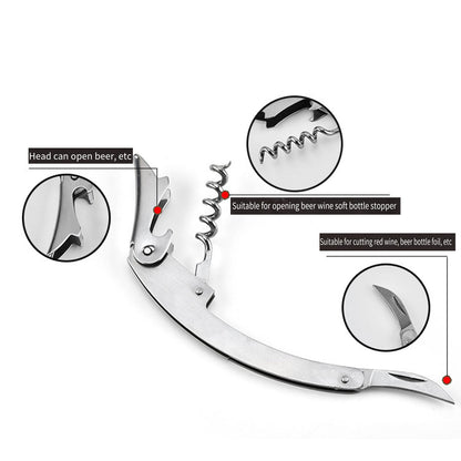 3pcs Portable Wine Bottle Opener Beer Bottle Corkscrew Seahorse Knife Bar Tools