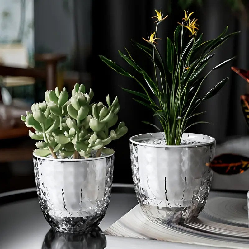 2pcs Transparent Self Watering Flowerpot Automatic Absorbent Planter Storage