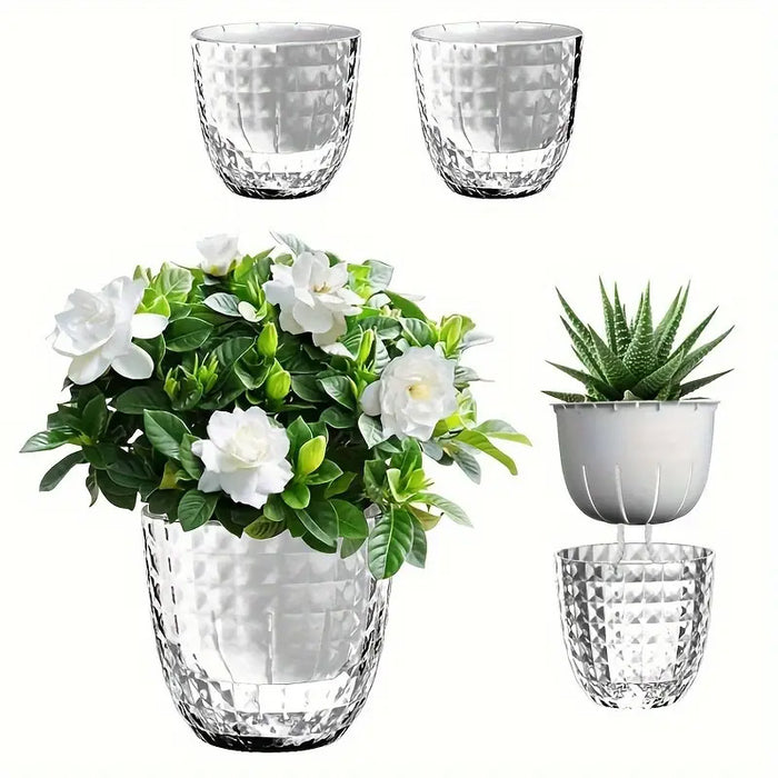2 Pcs Transparent Self Watering Flowerpots