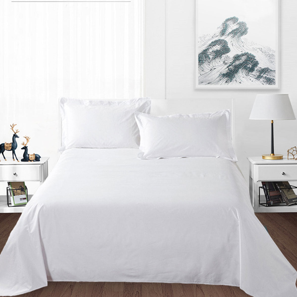 White Cotton Bed Sheet Hotel Quality Satin Weave
