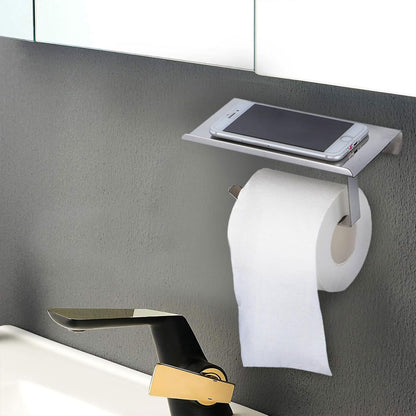 304 Stainless Steel Toilet Paper Holder Non-perforated Roll with Phone Rack AU