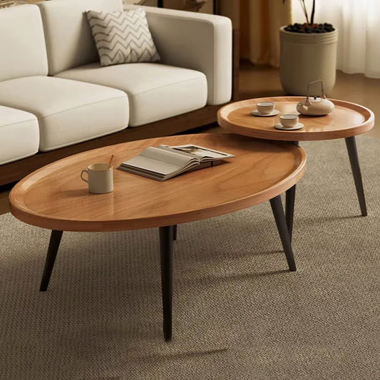 2 Pcs Glossy Nesting Coffee Table Set for Living Room