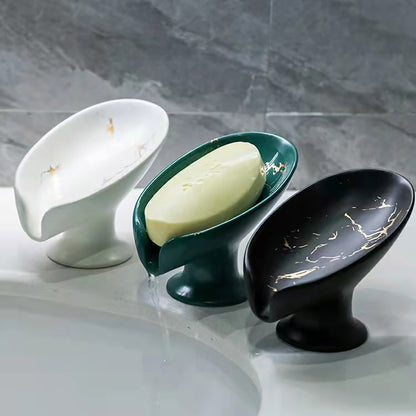 Ceramic Soap Dish with Drainage Marble Pattern Holder