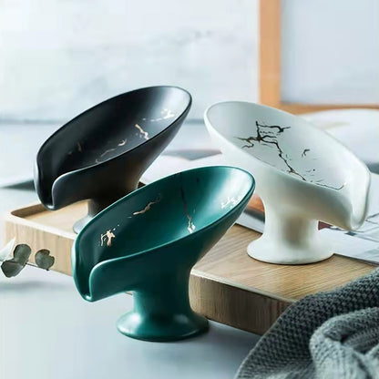 Ceramic Soap Dish with Drainage Marble Pattern Holder