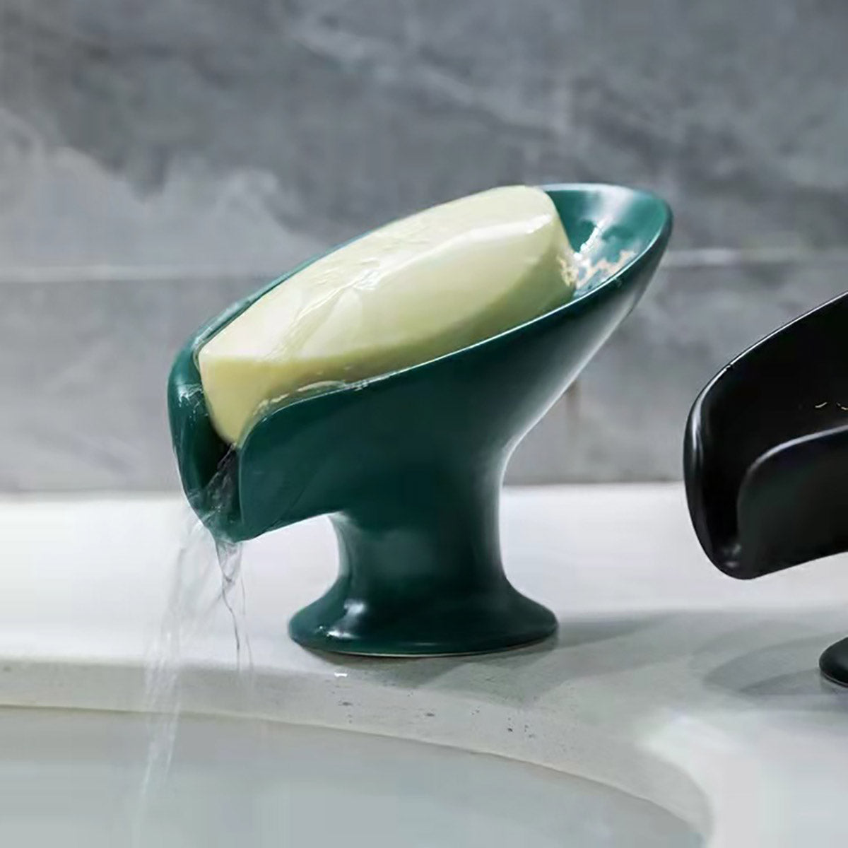 Ceramic Soap Dish with Drainage Marble Pattern Holder