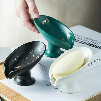 Ceramic Soap Dish with Drainage Marble Pattern Holder
