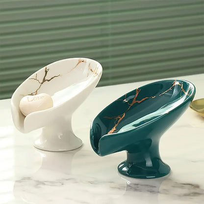 Ceramic Soap Dish with Drainage Marble Pattern Holder