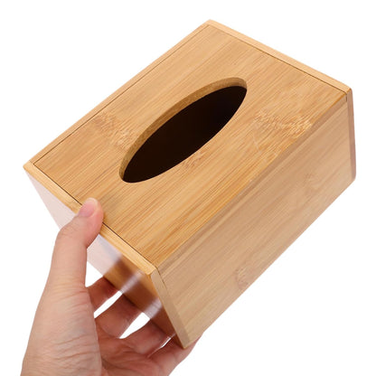 Bamboo Tissue Box Holder Wooden Cover Dispenser for Home and Office