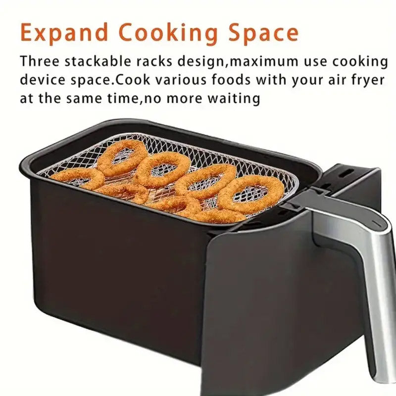 Air Fryer Grill Rack Multi Layer Removable Mesh Shelf for Cooking