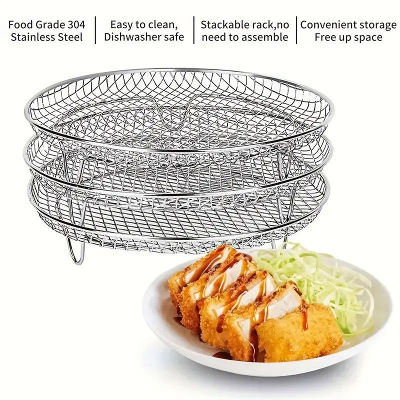 Air Fryer Grill Rack Multi Layer Removable Mesh Shelf for Cooking