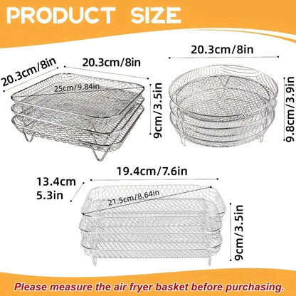 Air Fryer Grill Rack Multi Layer Removable Mesh Shelf for Cooking