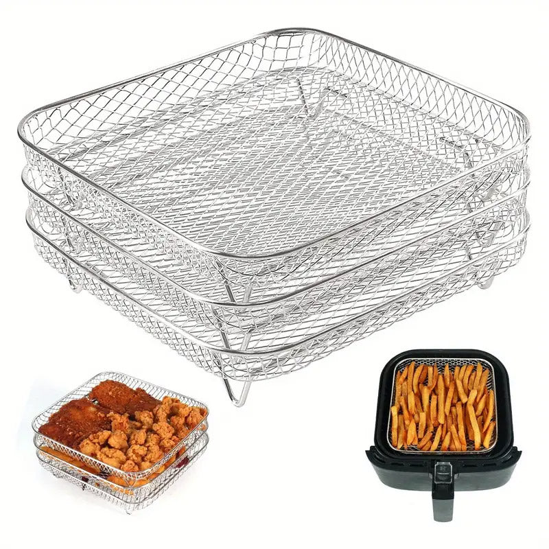 Air Fryer Grill Rack Multi Layer Removable Mesh Shelf for Cooking