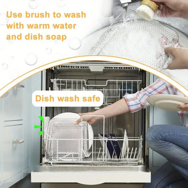 Air Fryer Grill Rack Multi Layer Removable Mesh Shelf for Cooking