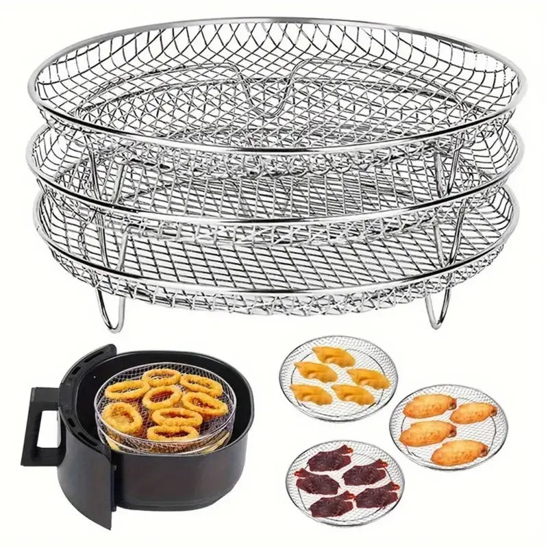 Air Fryer Grill Rack Multi Layer Removable Mesh Shelf for Cooking