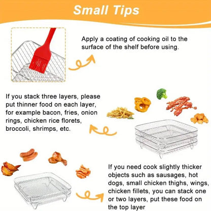 Air Fryer Grill Rack Multi Layer Removable Mesh Shelf for Cooking