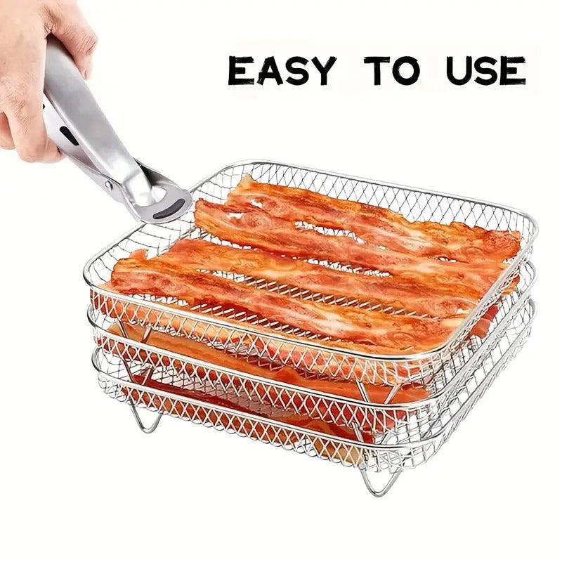 Air Fryer Grill Rack Multi Layer Removable Mesh Shelf for Cooking