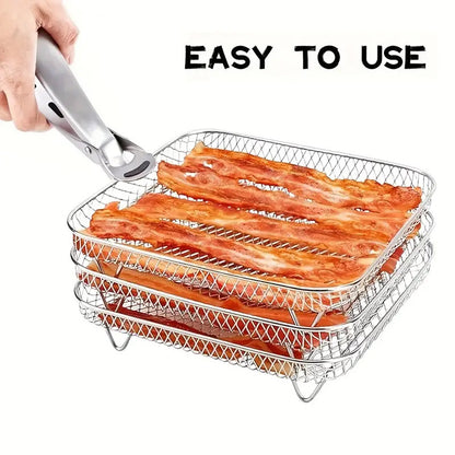 Air Fryer Grill Rack Multi Layer Removable Mesh Shelf for Cooking