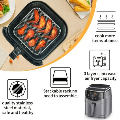 Air Fryer Grill Rack Multi Layer Removable Mesh Shelf for Cooking