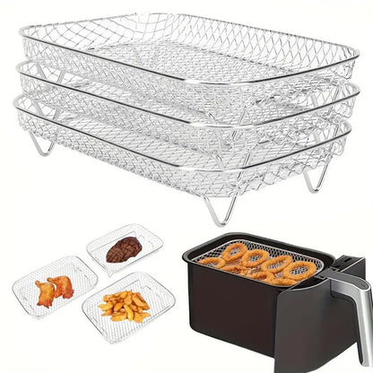 Air Fryer Grill Rack Multi Layer Removable Mesh Shelf for Cooking