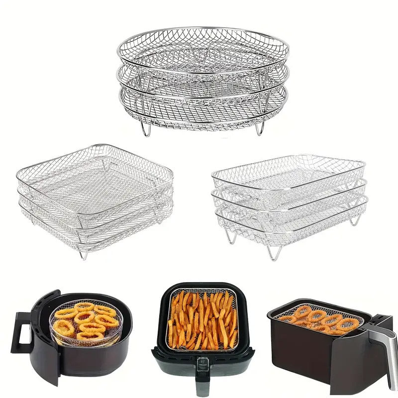 Air Fryer Grill Rack Multi Layer Removable Mesh Shelf for Cooking