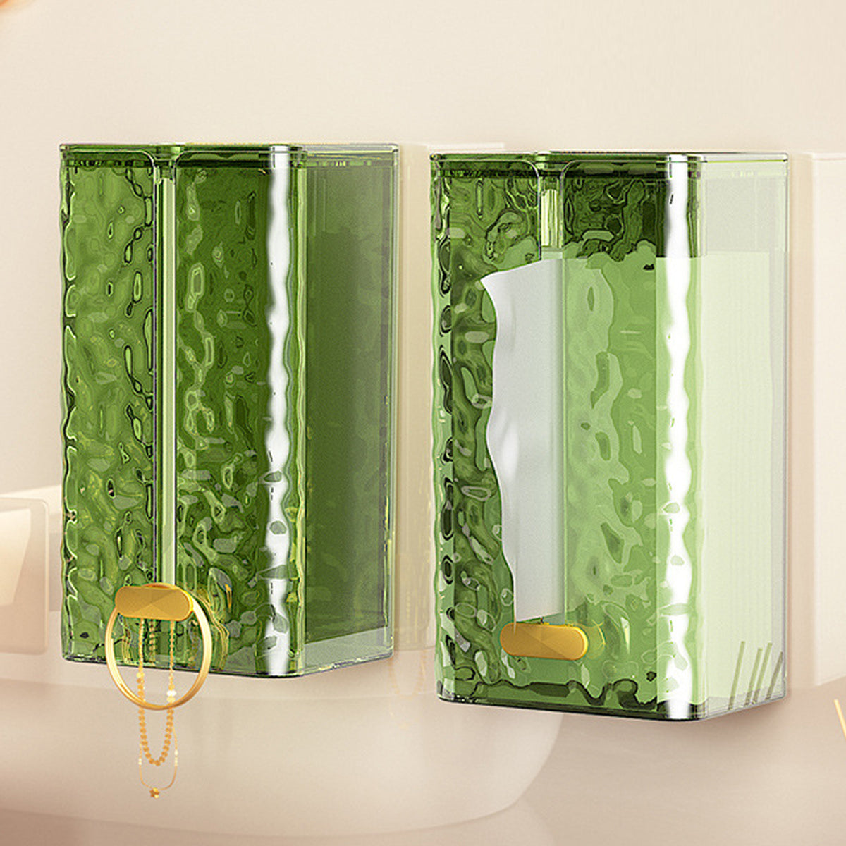 2pcs Wall Mounted Tissue Box Holder Suction Napkin Rack Paper Storage Organizer