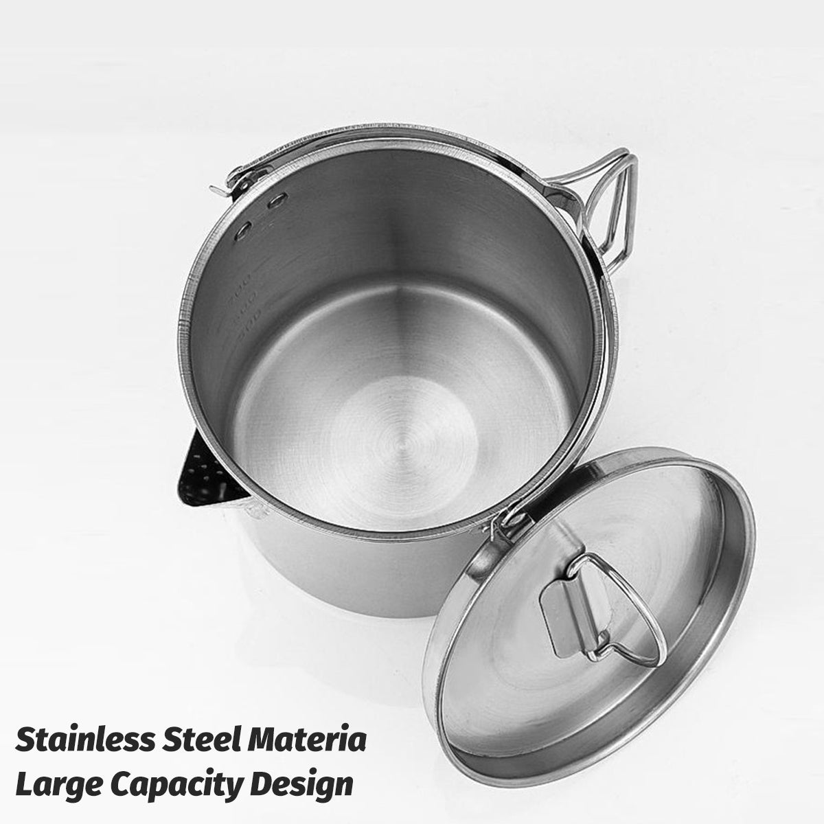 1.2L Stainless Steel Camping Kettle With Riveted Handle for Outdoor Picnic