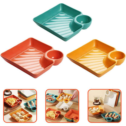 8X Large Square Dumpling Plate with Vinegar Dish PP Tray Dinner