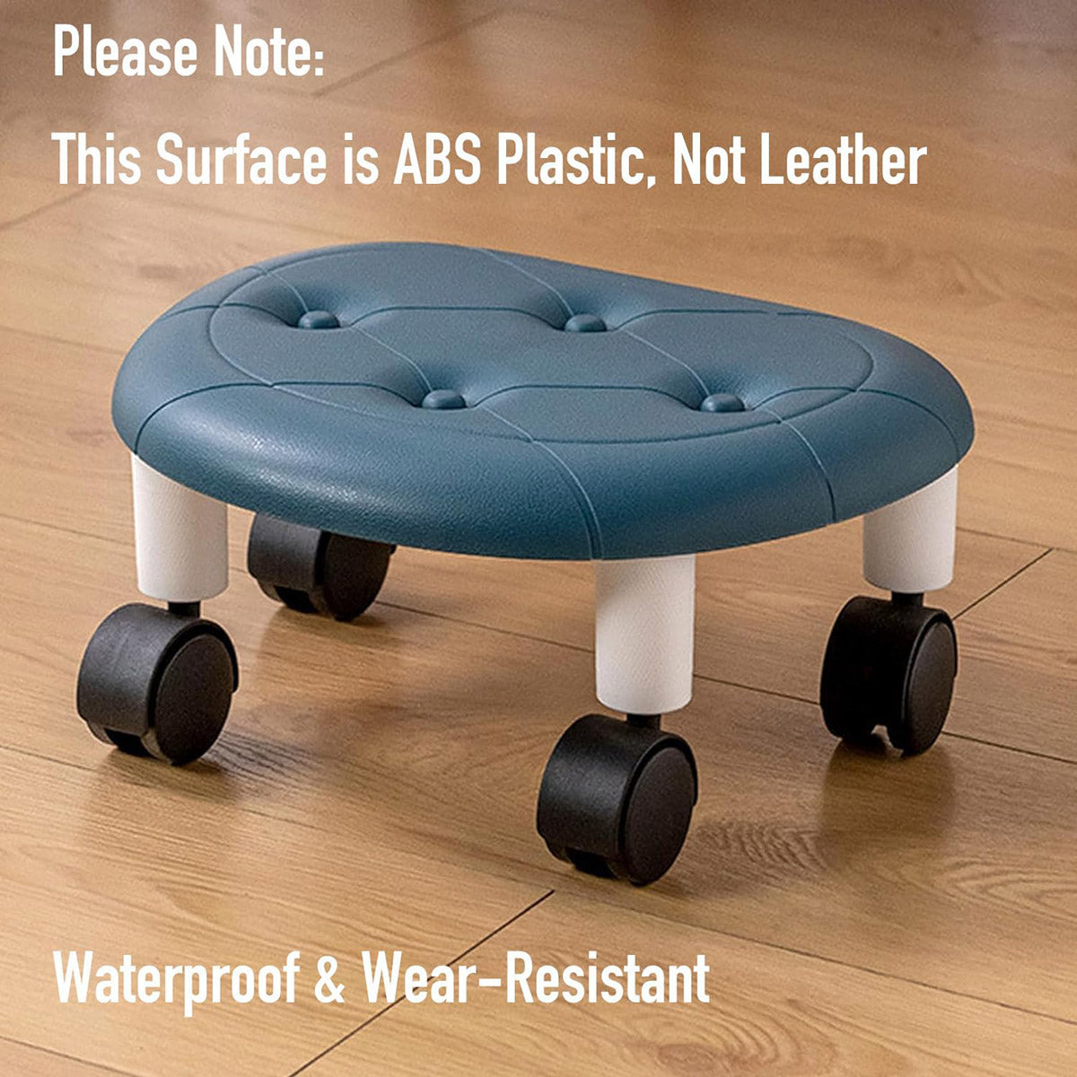 Imitation Leather Low Stool with Wheels Modern Bedroom Living Room Plastic Bench