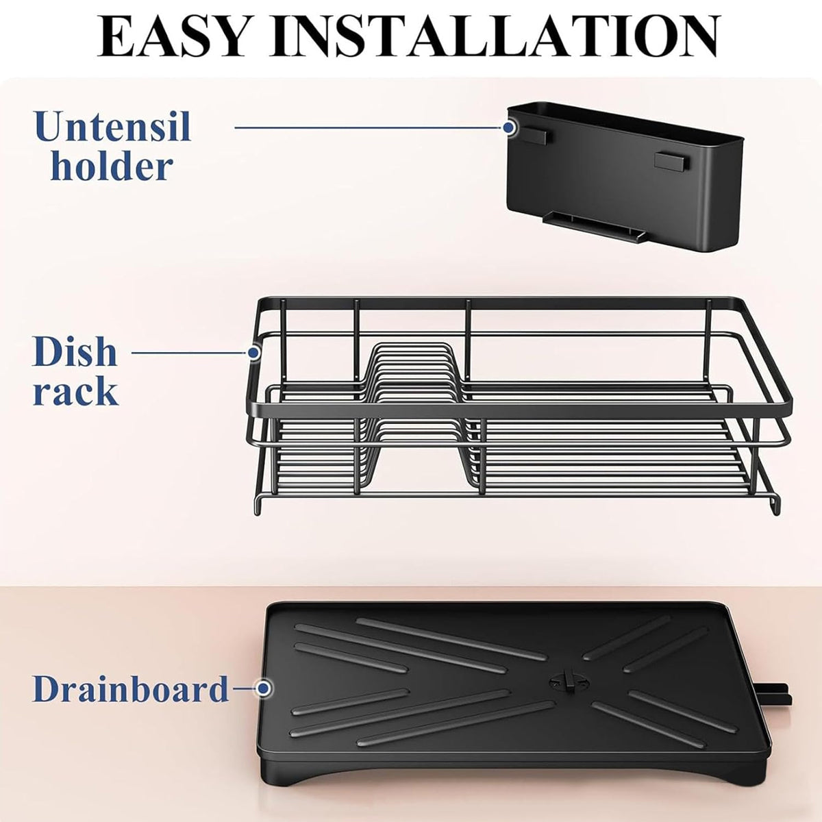 Large Capacity Kitchen Dish Drying Rack Sink Plate Bowl Storage Shelf